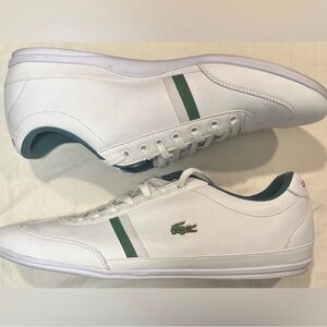 Lacoste Men’s White Sneakers with Green Stripe. Men’s size 12